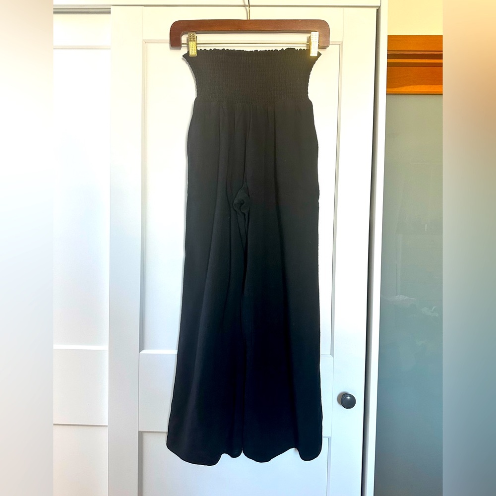 Black Wide Leg Linen Style Pants